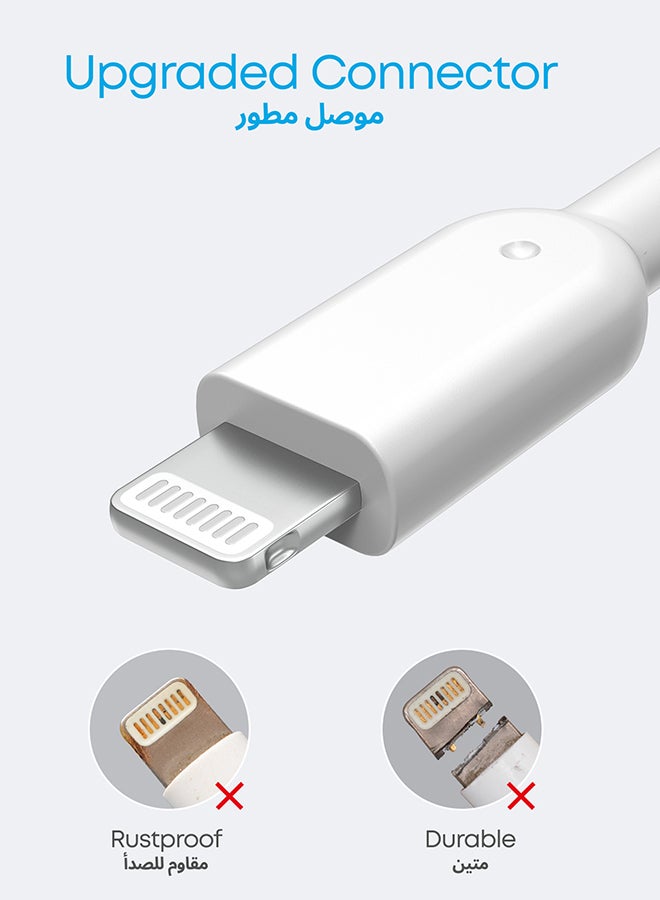 Powerline Ii LightningCable (3Ft), Probably The World'S Most Durable Cable, Mfi Certified For iPhone 14/14 Plus/14 Pro/14 Pro Max/13/12/11/X Series White
