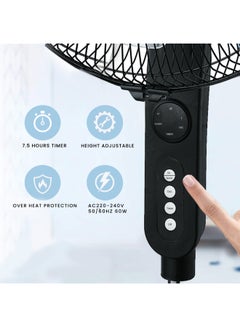 SONASHI 16 Inch Stand Fan - 3 Speeds With Remote Control | Low Noise Motor With Oscillation Function | Height Adjustable Design With 5 Transparent Blades | 7 Hours Timer SF-8027SR Black  - Image 3