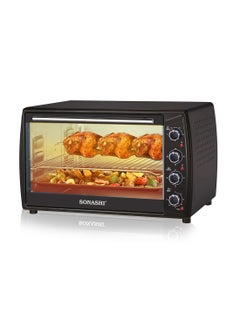 63L Electric Oven with Convection and Rotisserie Function | Perfect for Grilling, Toasting, and Roasting | 4 Knobs and Temperature 100 - 250 Degrees | 60 Minute Timer with Bell | Accessories: Bake Tray, Wire Rack, Tray Handle, Tong 2200 W STO-732 Black