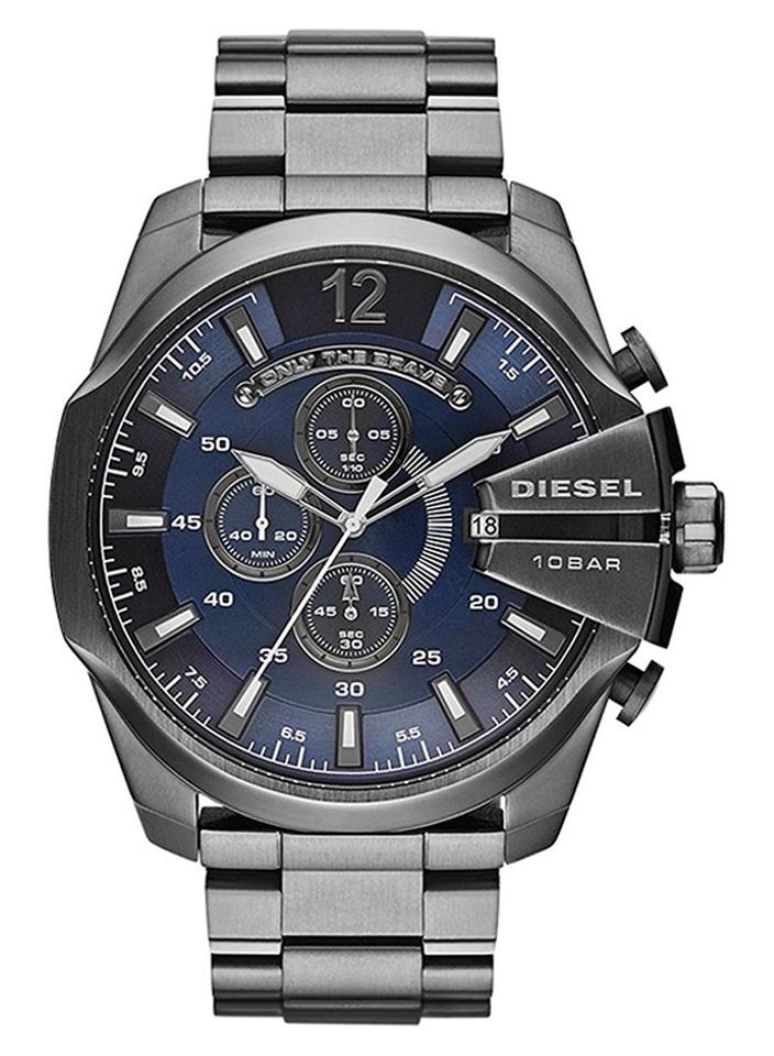 ديزل ساعة يد ميجا شيف كرونوغراف دائرية الشكل بسوار من الستانلس ستيل مقاس 51 مم - لون رمادي - طراز DZ4329 للرجال - Image 1