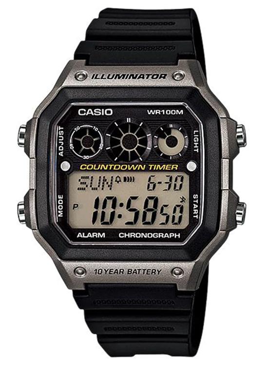 كاسيو ساعة يد رقمية ومقاومة للماء من سلسلة يوث طراز AE-1300WH-8A - قياس 45 مم - لون أسود للرجال - Image 1