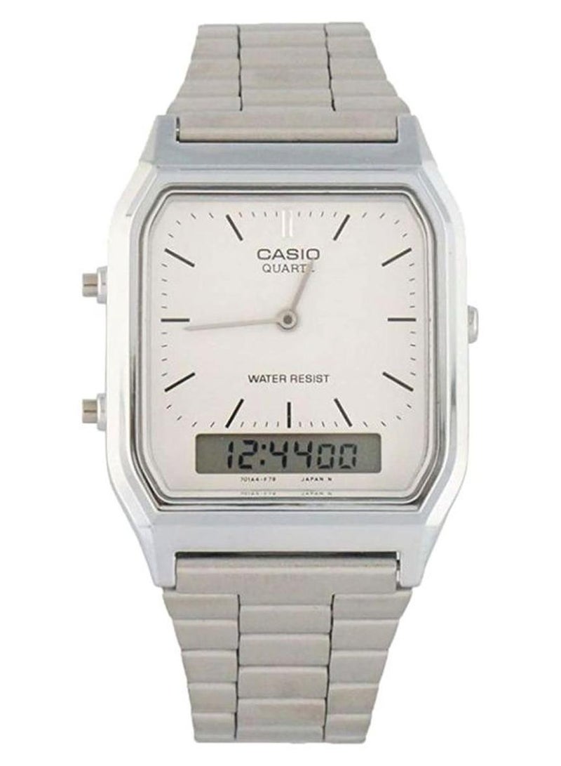 CASIO Men's Vintage Water Resistant Analog & Digital Watch AQ-230A-7D - 39 mm - Silver - Image 1