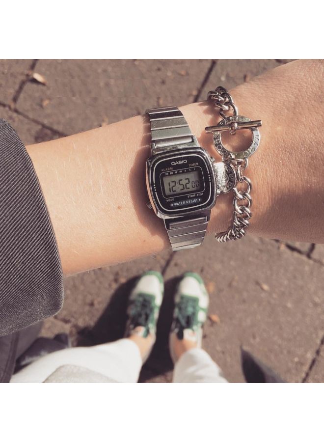 CASIO Women's Water Resistant Stainless Steel Digital Watch LA-670WA-1D - 25 mm - Silver - Image 5