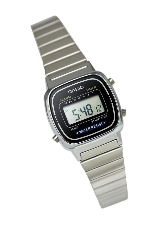 CASIO Women's Water Resistant Stainless Steel Digital Watch LA-670WA-1D - 25 mm - Silver - Image 4