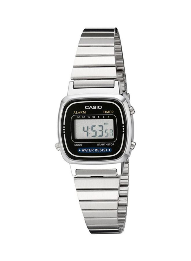 CASIO Women's Water Resistant Stainless Steel Digital Watch LA-670WA-1D - 25 mm - Silver - Image 1