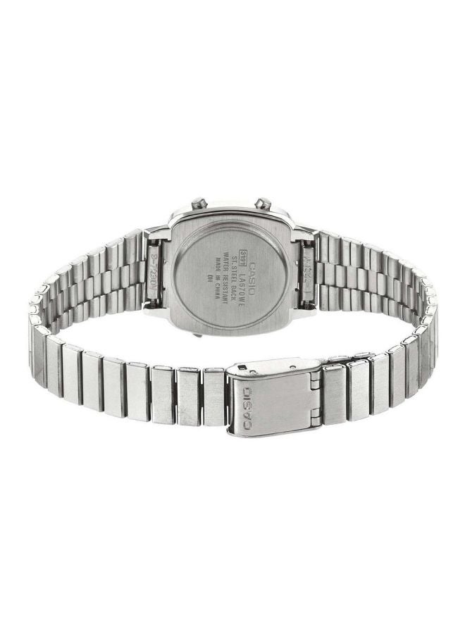 CASIO Women's Water Resistant Stainless Steel Digital Watch LA-670WA-1D - 25 mm - Silver - Image 2
