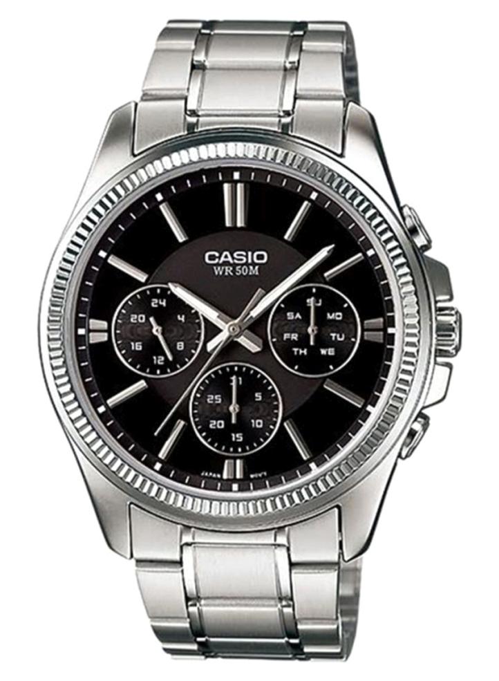 CASIO Men's Water Resistant Chronograph Watch MTP-1375D-1A - 42 mm - Silver - Image 1