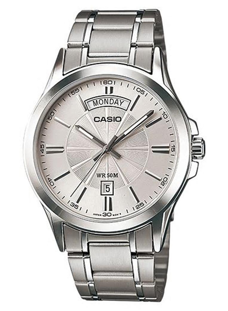 كاسيو ساعة يد إنتيسر بعقارب طراز MTP-1381D-7A - قياس 47 مم - فضي للرجال - Image 1