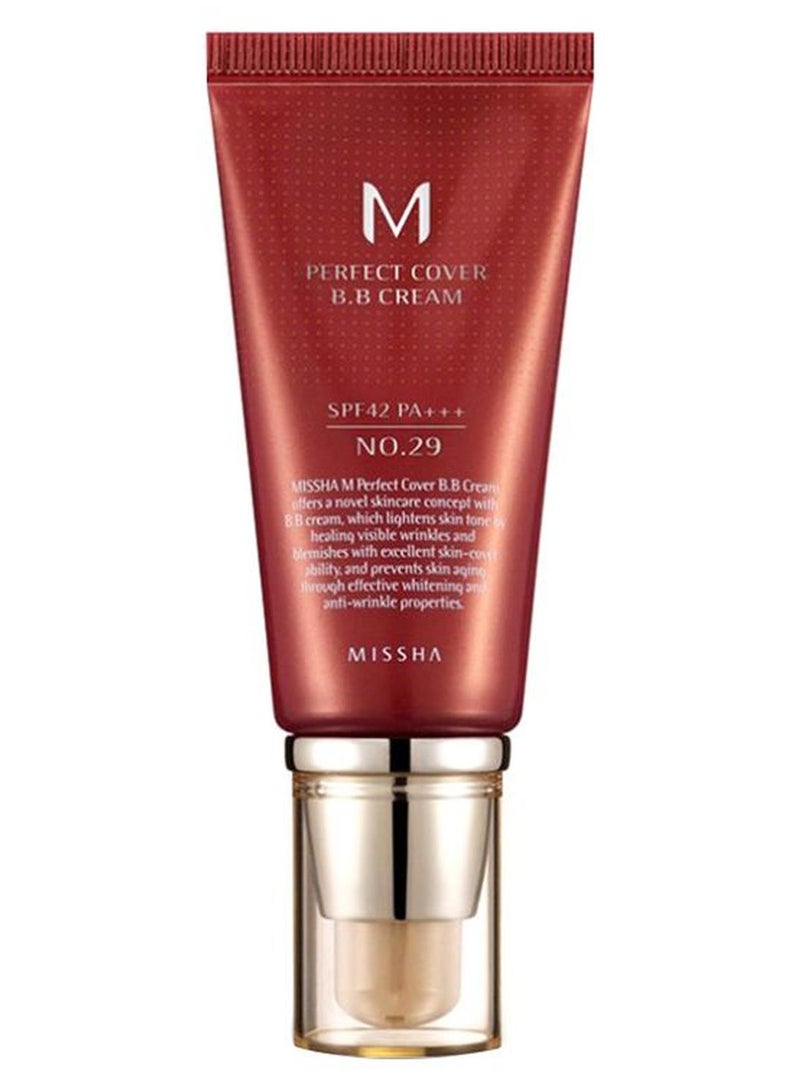 ميشا كريم بي بي إم بيرفيكت كوفر بعامل وقاية من أشعة الشمس 42/PA+++ الكرمل بيج - Image 1