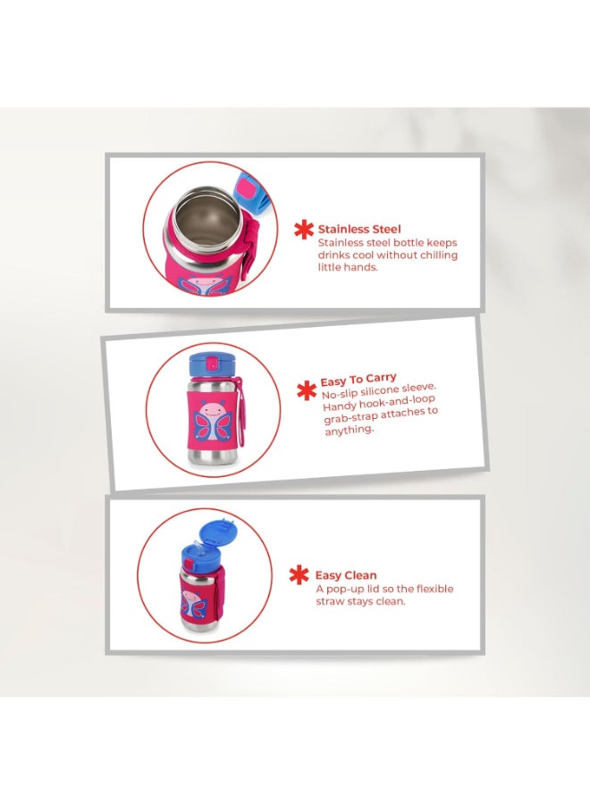 سكيب هوب زجاجة بماصة من الاستانلس ستيل وطبعة فراشة - ألوان متعددة - Image 4