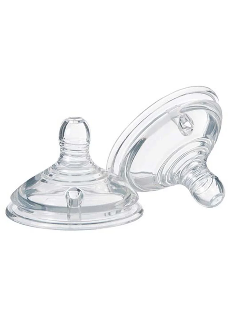 tommee tippee Pack Of 2 Closer to Nature Baby Bottle Teats, Breast-like, Anti-colic valve, Soft Silicon - Packaging May Vary