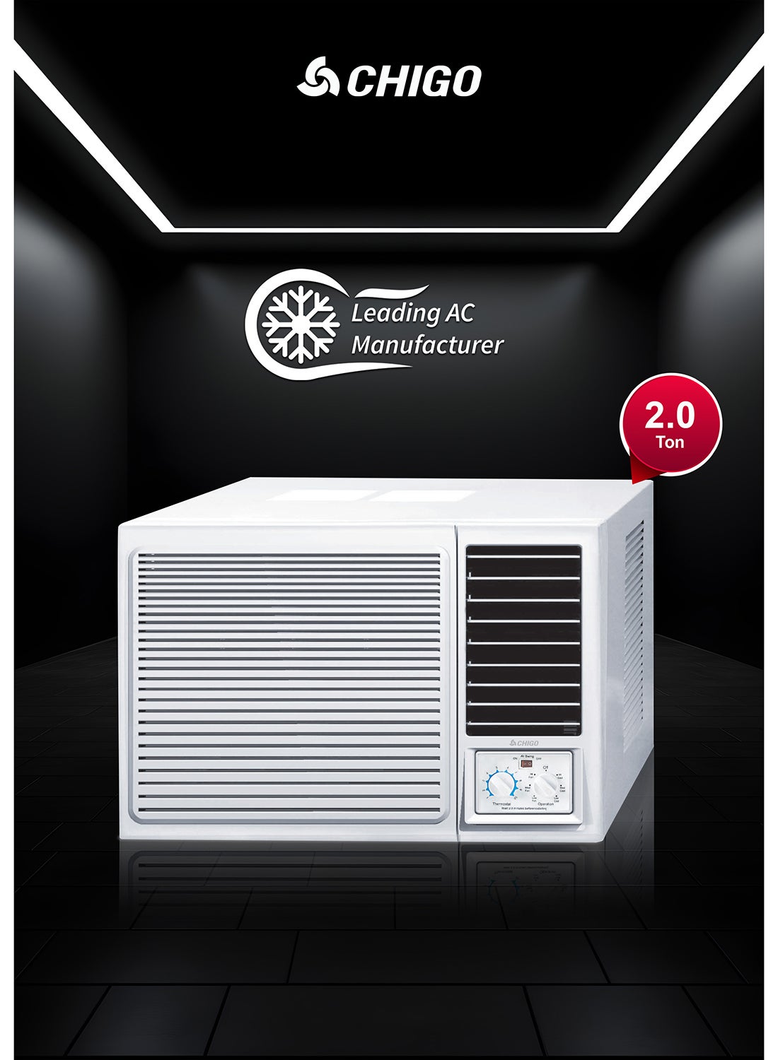 CHIGO 2 Ton Window AC, Cooling-Only, High-Efficiency Rotary Compressor, T3 Climate, R410a Refrigerant CWA24CO White 