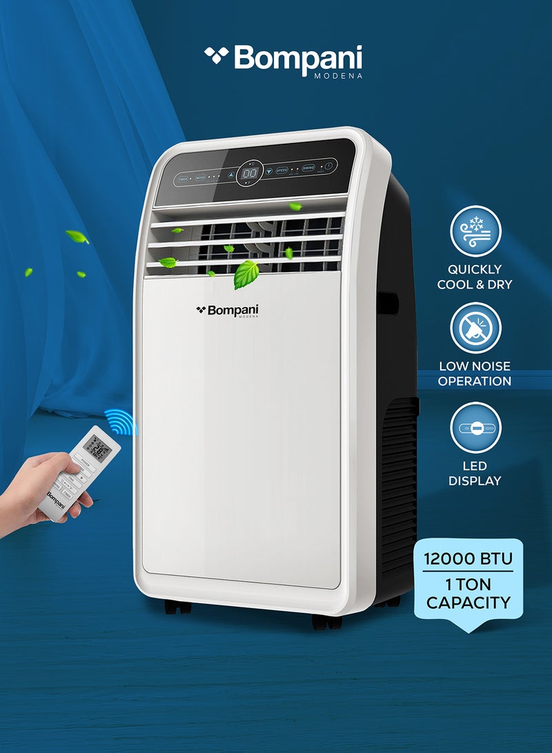 Bompani Nobel Portable Air Conditioner  1 Ton 12000 BTU with LED Display, Remote Control, Auto Swing  – BO1250 White BTU - BO1250 White - Image 1