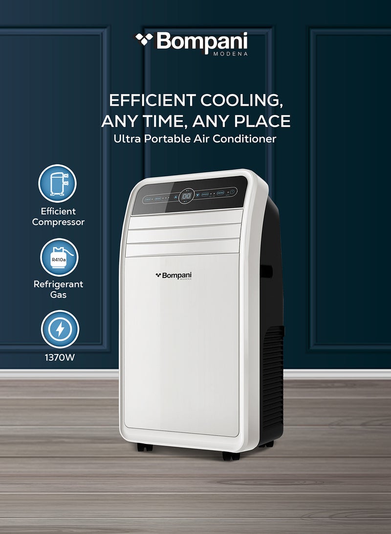 Bompani Nobel Portable Air Conditioner  1 Ton 12000 BTU with LED Display, Remote Control, Auto Swing  – BO1250 White BTU - BO1250 White - Image 2