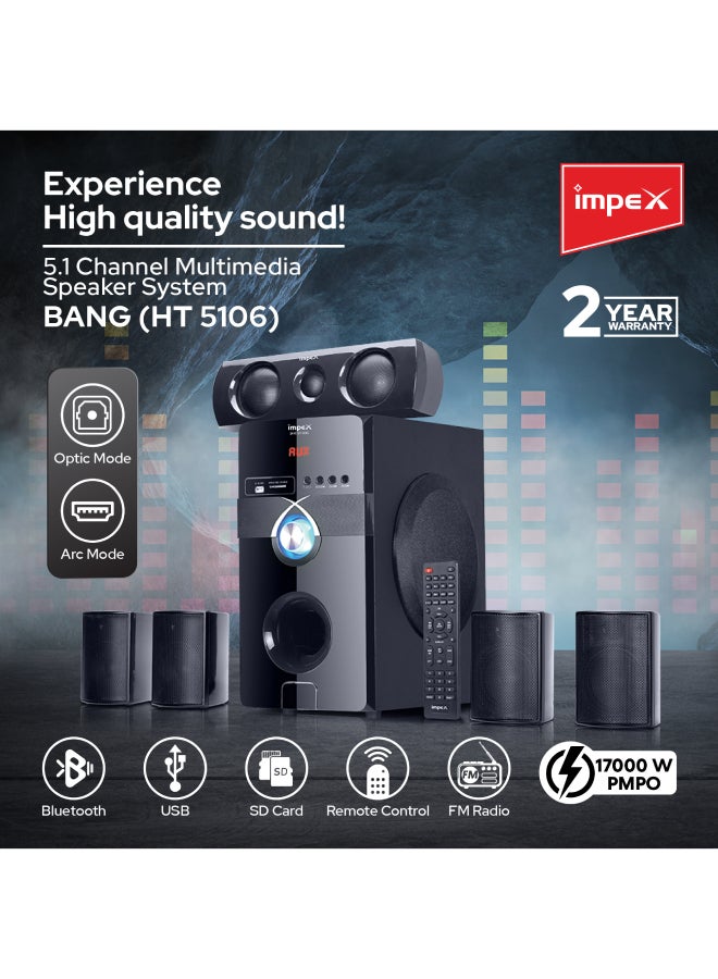 Impex - 5.1Ch Multimedia Speaker System HT 5106 Black - Image 1