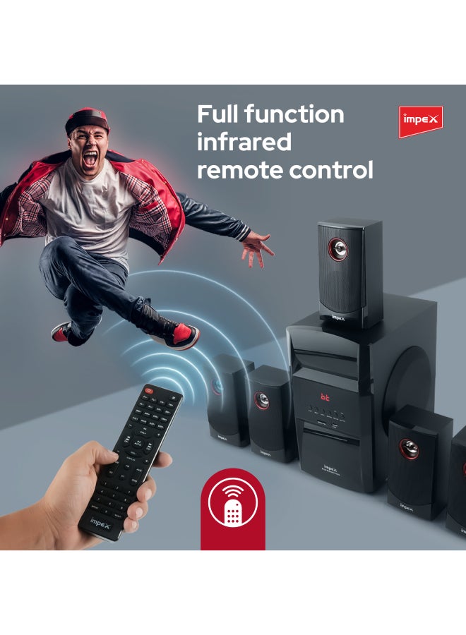 Multimedia Speaker 5.1 | 14000W (PMPO) | Subwoofer 50W & Satellite Speakers 18W x5 | Multi-Channel Digital Amplifier | MP3 & WMA Music Support | FM Radio | 8" Subwoofer | Acoustimass Technology HT5103 Black