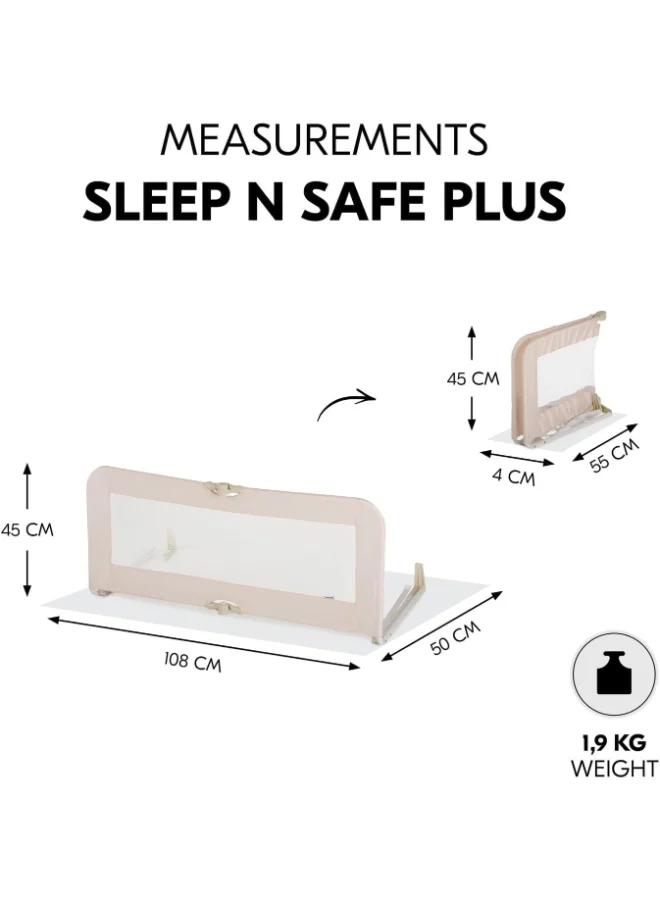 hauck Sleep N Safe Plus Bed Rail For Children 108 X 50 X 44 Cm, Foldable 55 X 4 X 45 Cm, Portable, With Mesh - Beige