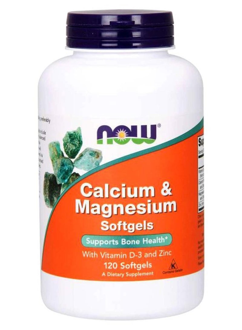 ناو فودز 120 كبسولة هلامية كالسيوم ومغنيسيوم مع فيتامين D3 وزنك - Image 1