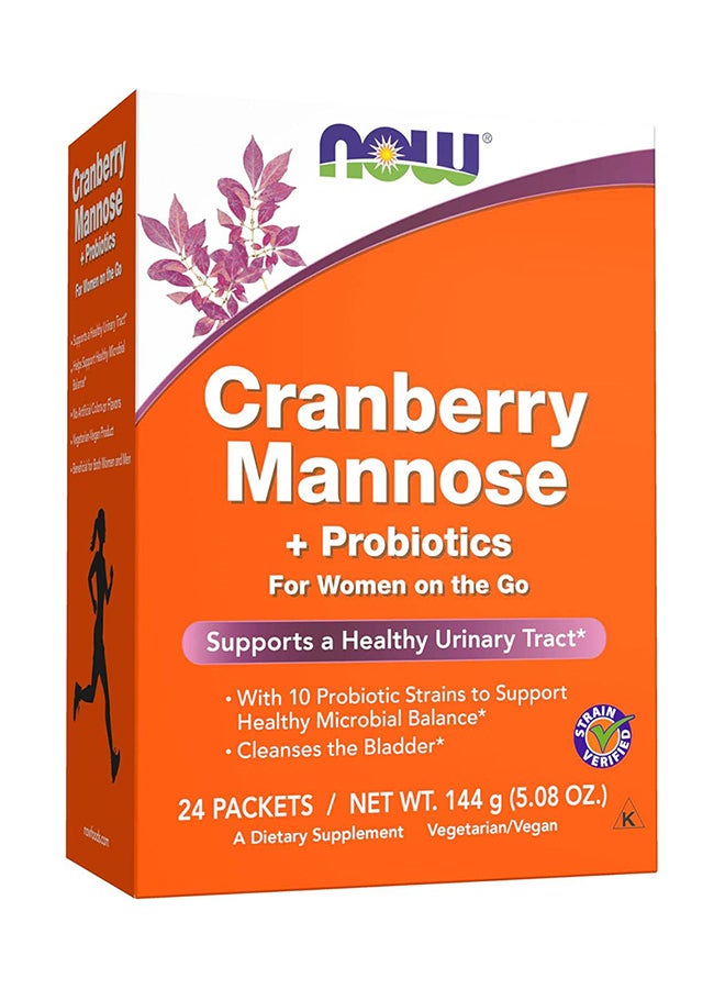Now Foods Cranberry Mannose + Probiotics, For Women On The Go, 24 Packets, 0.21 oz (6g) Each Packaging May Vary - Image 1