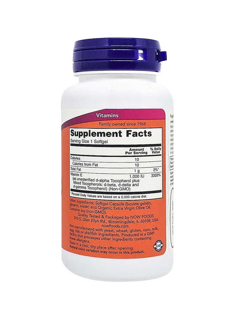 Now Foods Vitamin E-1000iu 50 Softgels  - Image 2