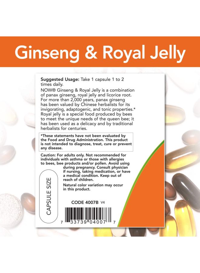 Now Foods Ginseng & Royal Jelly 90 Capsules - Image 4
