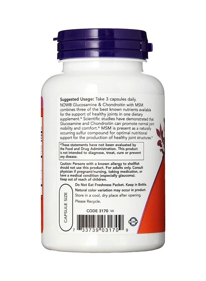 Now Foods Glucosamine & Chondroitin With Msm 90 Capsules - Image 2