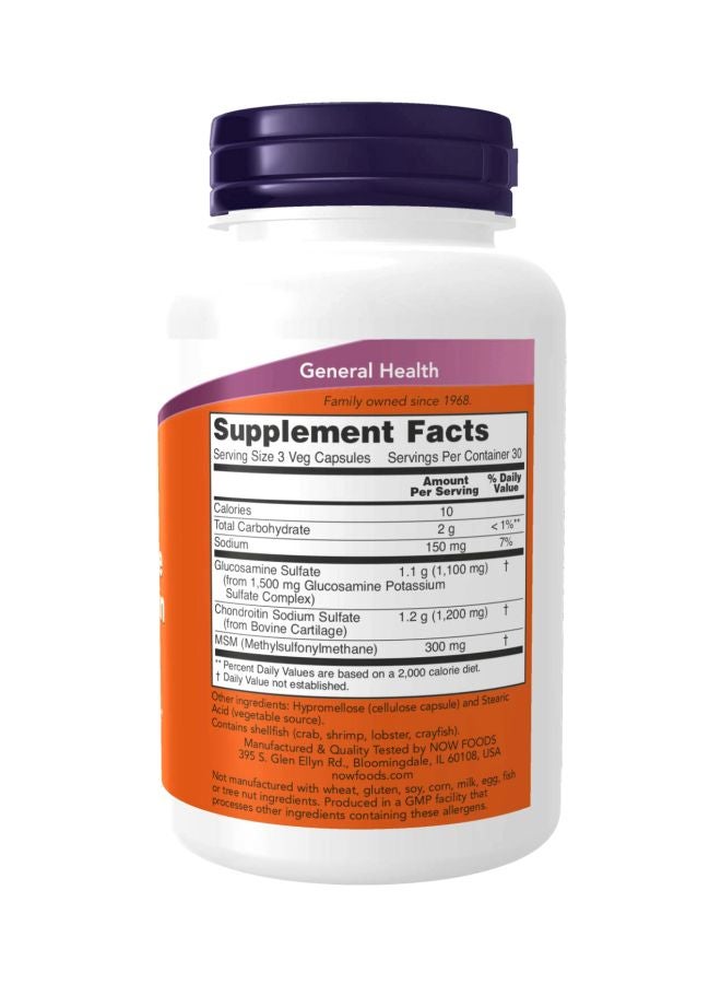 Now Foods Glucosamine & Chondroitin With Msm 90 Capsules - Image 3