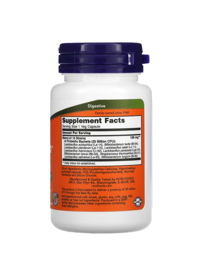 ناو فودز المكمل الغذائي بروبيوتيك-10 25 بليون، 50 كبسولة نباتية - Image 2