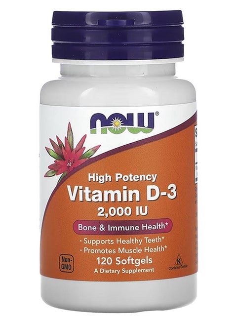 120 كبسولة جيلاتينية فيتامين د3 2000 IU مكمل غذائي