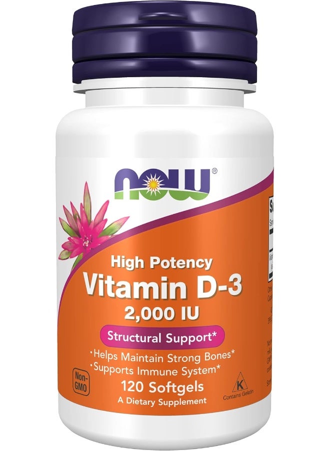 Now Foods Vitamin D3 2000iu 120 Softgels - Image 1