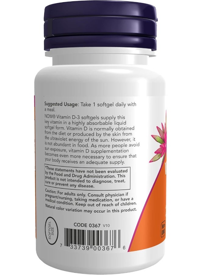 Now Foods Vitamin D3 2000iu 120 Softgels - Image 3