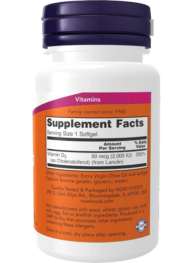 Now Foods Vitamin D3 2000iu 120 Softgels - Image 2