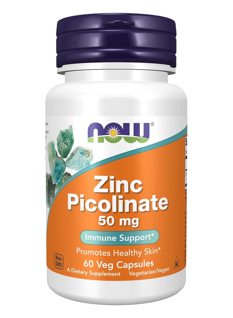 Now Foods Zinc Picolinate 50mg 60 Veg Capsules  - Image 1