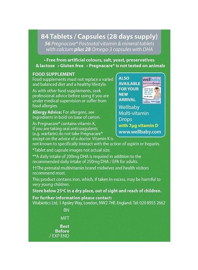 Vitabiotics Pregnacare Breastfeeding MultiVitamins  Dual Pack 84 Tablets/ Capsules - Image 5