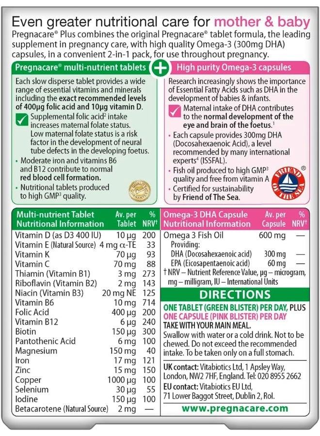 Vitabiotics - Pregnacare Plus Omega3 56 Tablets Packaging May Vary - Image 1
