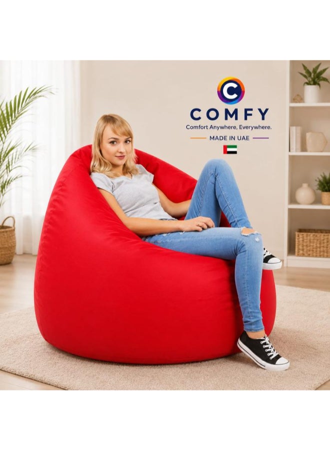 Comfy Large Style PVC Bean Bag Red 80x60cm - Image 1