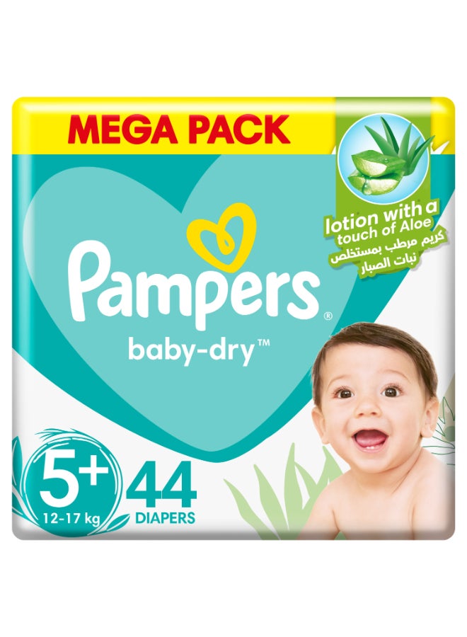 Pampers Aloe Vera Taped Diapers Size 5+Mega Pack 44 Count - Image 1