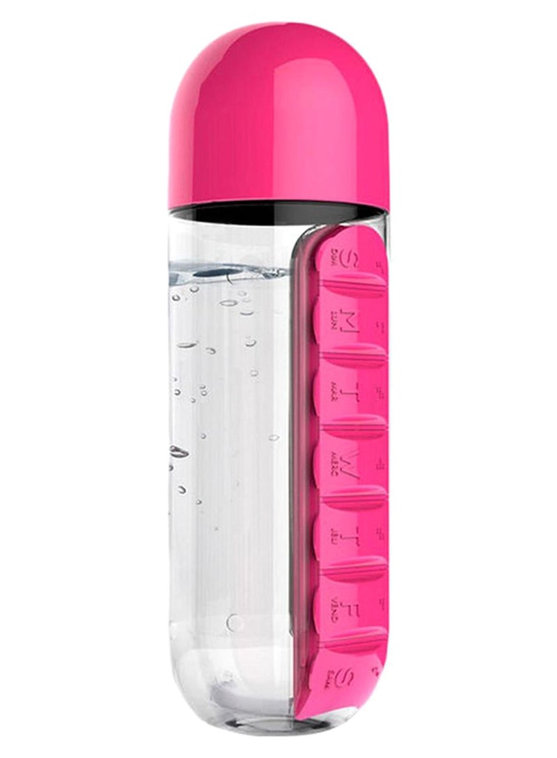 Goldedge Water Bottle With Built-In Daily Pill Box Organizer Multicolor 15cm - Image 1