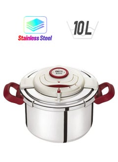 Tefal TEFAL Pressure Cooker | Clipso Precison 10 L | Stainless Steel | 2 Cooking Programs | Foldable Handles | Made in France | 2 Years Warranty | P4411562 Red and Silver 10.0Liters  - Image 1