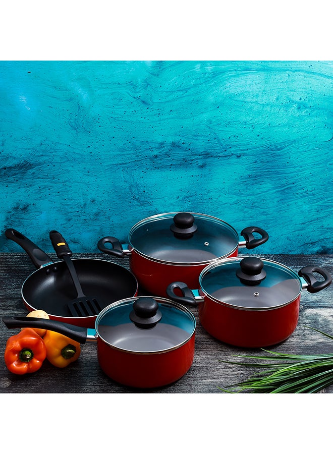 Royalford - 8Pcs Set Non-Stick Cookware Set Cd Bottom Pfoa Free All Cook Types Multicolor 20 cm - Image 1