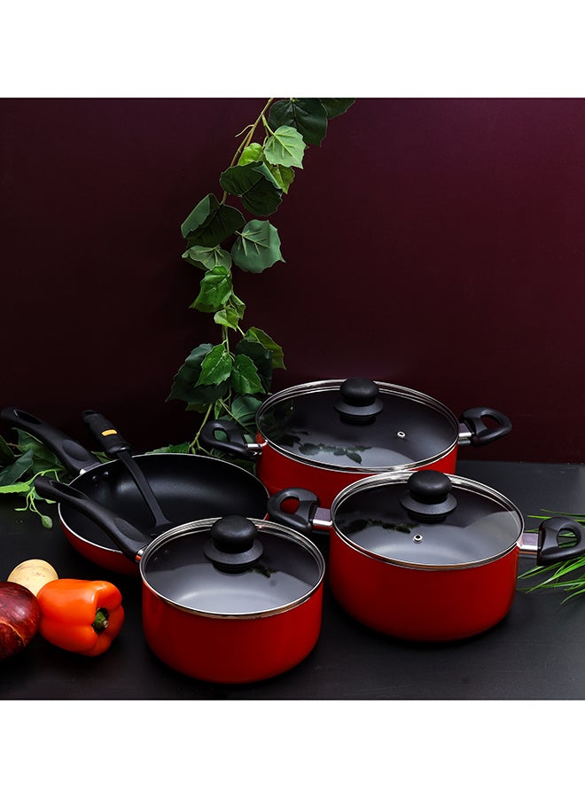 Royalford - 8Pcs Set Non-Stick Cookware Set Cd Bottom Pfoa Free All Cook Types Multicolor 20 cm - Image 1