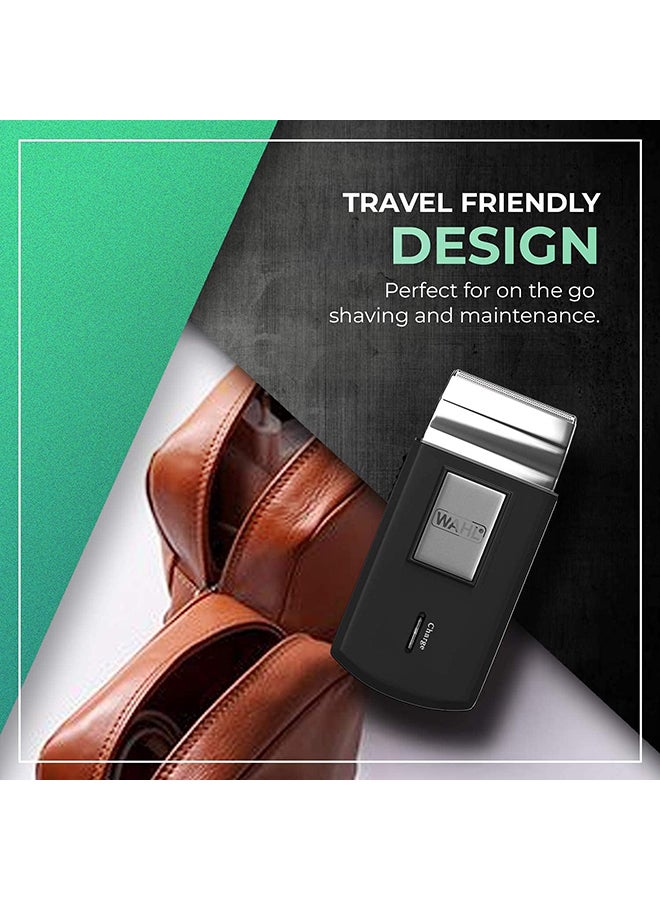 WAHL - WAHL Travel Shaver, Wet & Dry Shave, 45 Minutes Cordless Runtime, Travel Friendly, 3615-1027 Black/Silver - Image 1