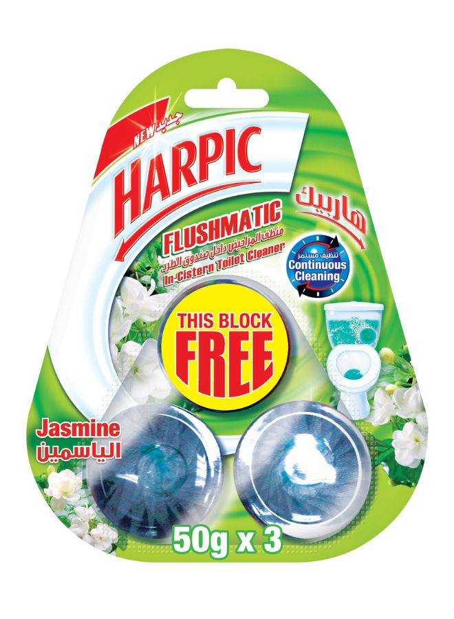 Harpic Toilet Cleaner In the Cistern Flushmatic Jasmine Pack Of 3 50grams  - Image 1