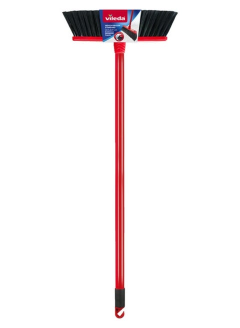 مكنسة أرضية داخلية قياسية مع عصا، لجميع أنواع الأرضيات، تنظيف مثالي للزوايا، خفيفة الوزن، أحمر وأسود، 30 × 5 × 140 سم أحمر/أسود مقاس واحد أحمر وأسود 30 x 5 x 140سم