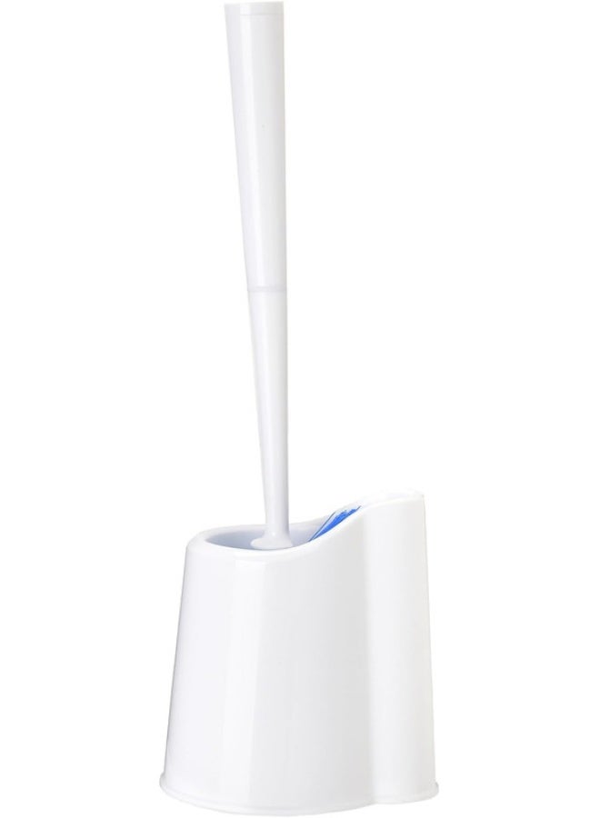 Vileda Toilet Brush Power Set – Anti-Clog Bristles for Deep Cleaning, Ergonomic Grip, Open Holder for Better Drying & Hygiene – For Standard Toilets White/Blue
