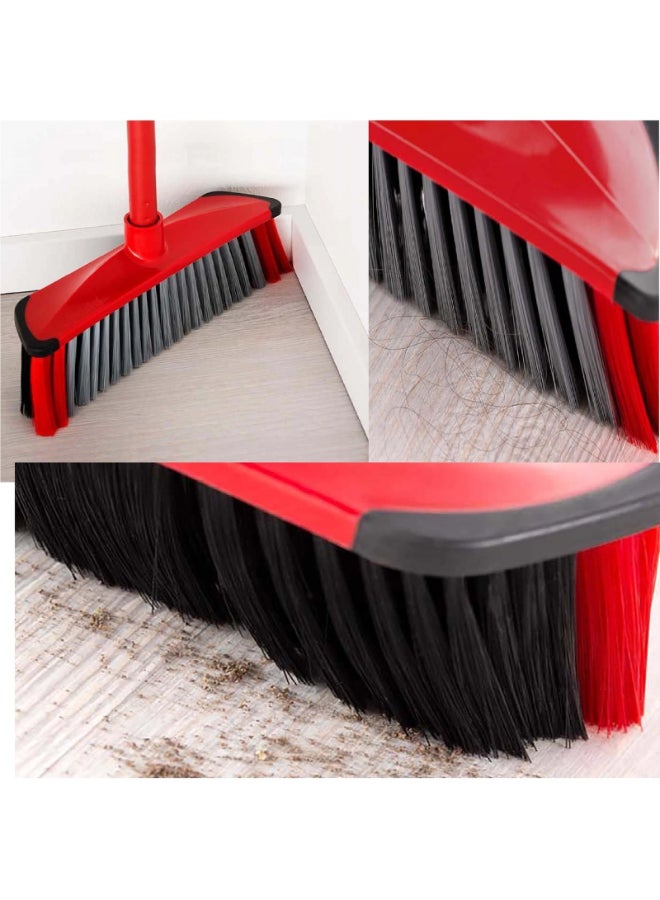 Vileda - 3 Motion Indoor Floor Broom with Stick Three Different Fiber Types Strong Bristles, Multi-Purpose Rubber Broom Light Red/Black 30 × 6 × 139cm - Image 1