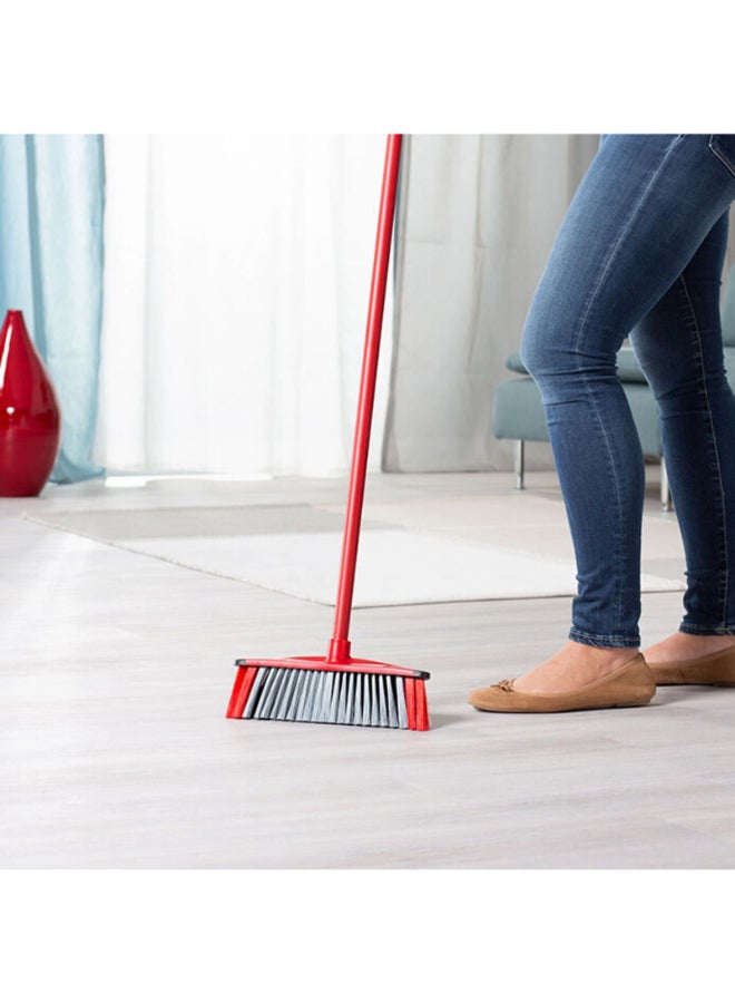 Vileda - 3 Motion Indoor Floor Broom with Stick Three Different Fiber Types Strong Bristles, Multi-Purpose Rubber Broom Light Red/Black 30 × 6 × 139cm - Image 1