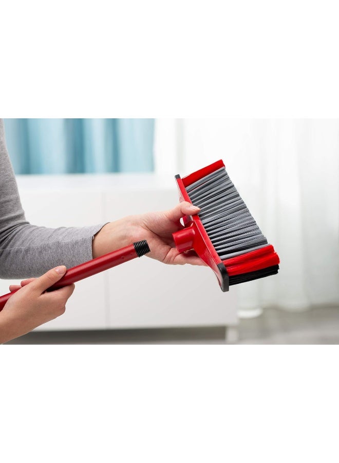 فيليدا مكنسة أرضية داخلية 3 حركات مع عصا، ثلاثة أنواع مختلفة من الألياف، شعيرات قوية، مكنسة مطاطية متعددة الاستخدامات، خفيفة أحمر وأسود - Image 4