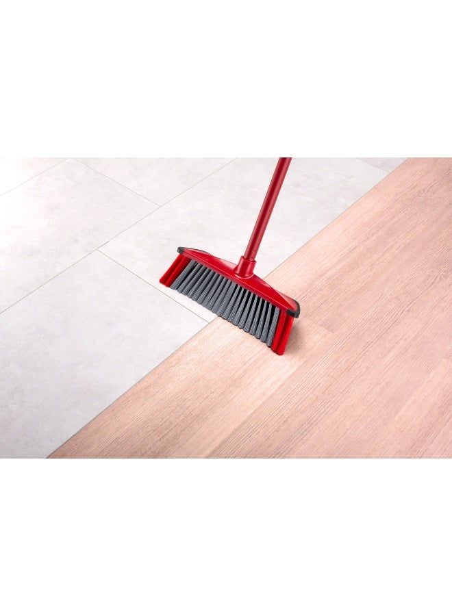 فيليدا مكنسة أرضية داخلية 3 حركات مع عصا، ثلاثة أنواع مختلفة من الألياف، شعيرات قوية، مكنسة مطاطية متعددة الاستخدامات، خفيفة أحمر وأسود - Image 2