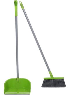 3M 2-Piece Dustpan And Broom Set Silver/Green 3meter  - Image 3